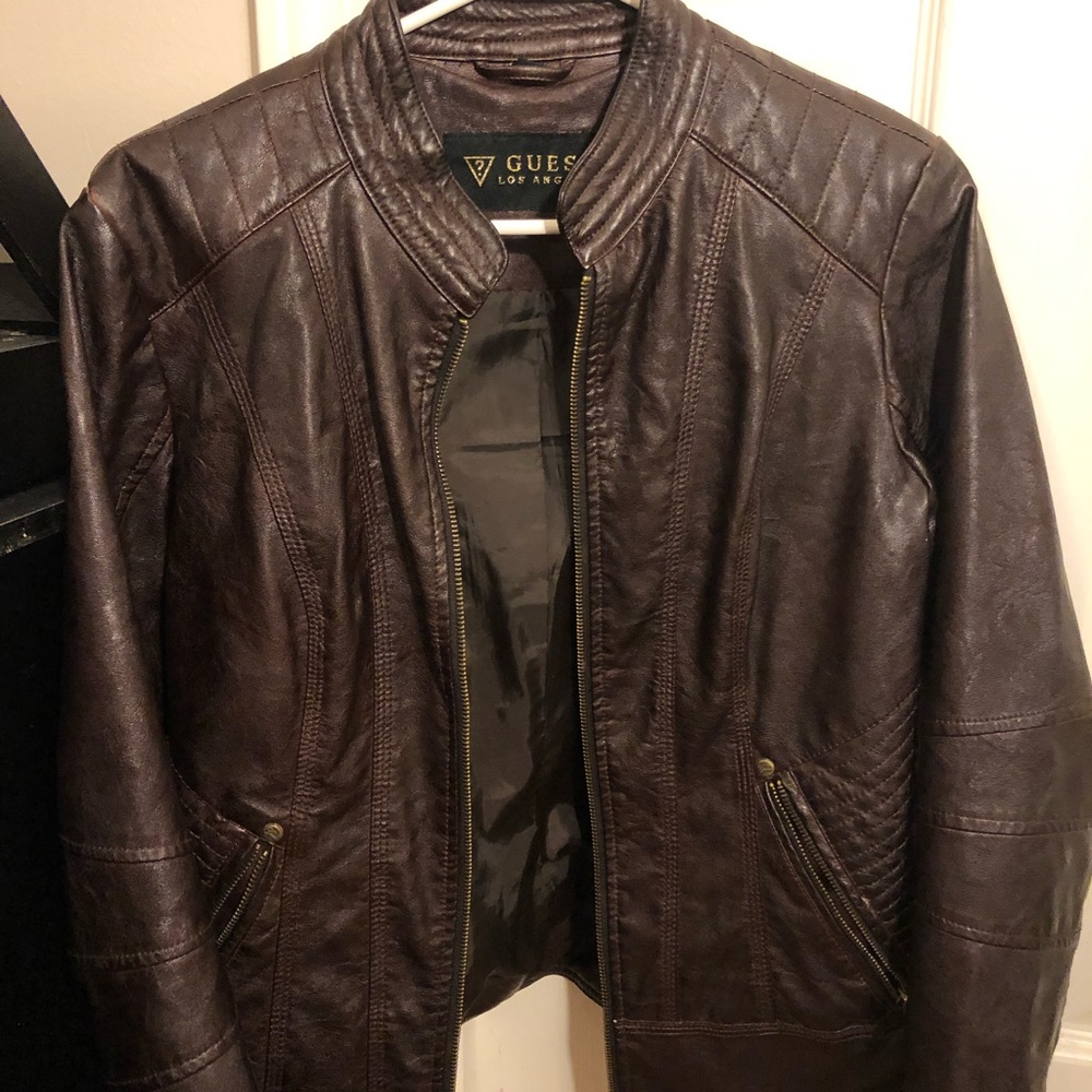 guess faux leather jacket